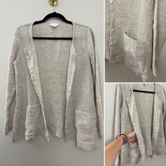 J. Jill Minimalist Coastal‎ Lagenlook 100% Linen Button Down Blouse Shacket XS/S - Picture 1 of 9